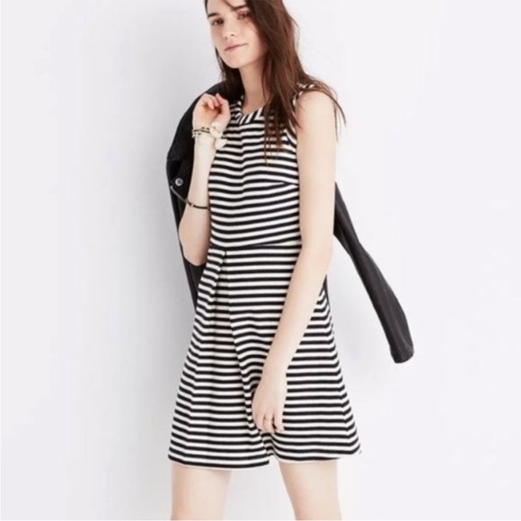Madewell Black White Striped Afternoon Dress NWT Size Small - Picture 2 of 4